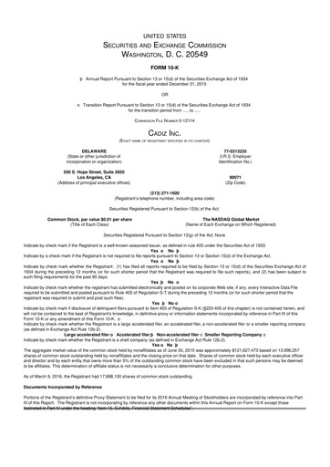 Thumbnail Cadiz Inc. 10-K Annual Report 2015