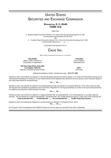 Thumbnail Cadiz Inc. 10-Q Quarterly Report FY2016 