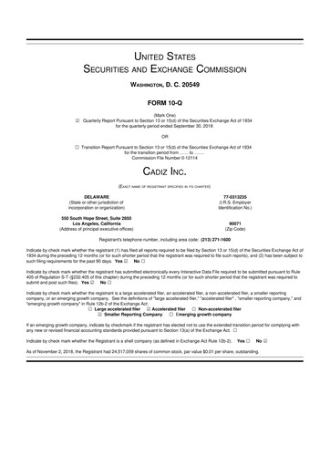 Thumbnail Cadiz Inc. 10-Q Quarterly Report FY2018 