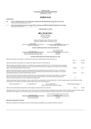 Vorschaubild Bel Fuse 10-K Jahresbericht 2011