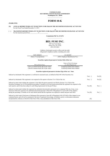 Vorschaubild Bel Fuse 10-K Jahresbericht 2015
