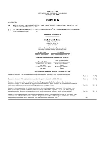 Vorschaubild Bel Fuse 10-K Jahresbericht 2017
