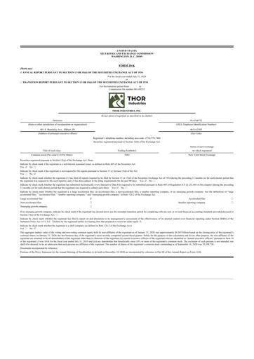 Thumbnail Thor Industries
 10-K Annual Report 2020