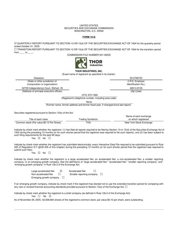 Thumbnail Thor Industries
 10-Q Quarterly Report FY2026 