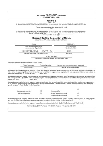 Thumbnail Seacoast Banking 10-Q Quarterly Report FY2019 