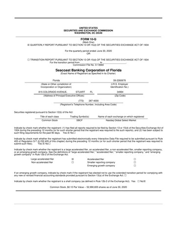 Thumbnail Seacoast Banking 10-Q Quarterly Report FY2020 