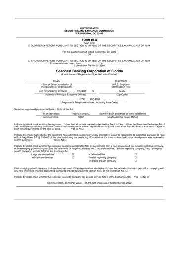 Thumbnail Seacoast Banking 10-Q Quarterly Report FY2022 