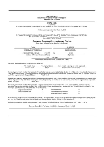 Thumbnail Seacoast Banking 10-Q Quarterly Report FY2023 