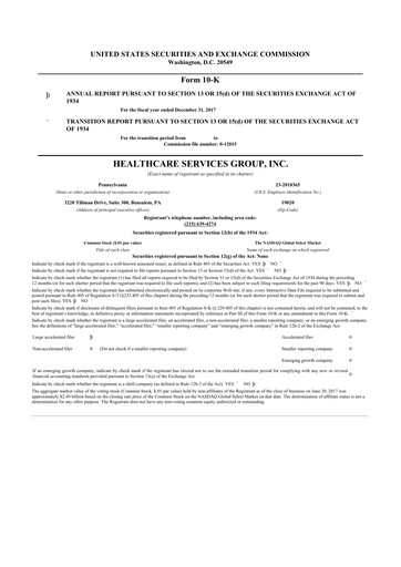 Thumbnail Healthcare Services Group 10-K Annual Report 2017