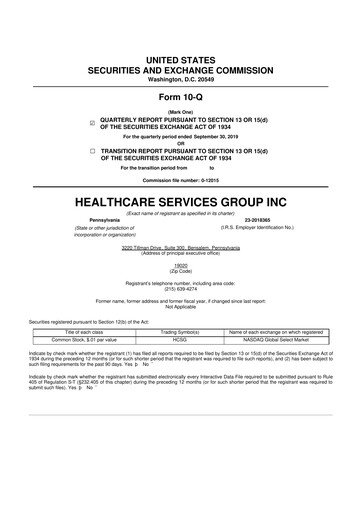 Vorschaubild Healthcare Services Group 10-Q Quartalsbericht 2019 