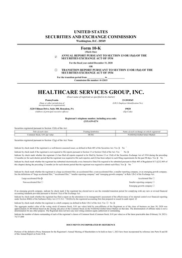 Thumbnail Healthcare Services Group 10-K Annual Report 2020