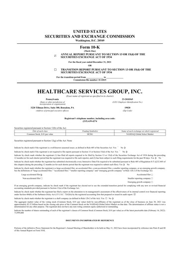 Thumbnail Healthcare Services Group 10-K Annual Report 2021