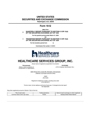 Thumbnail Healthcare Services Group 10-Q Quarterly Report FY 