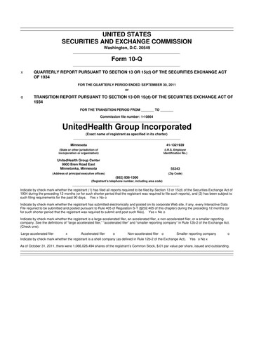 Thumbnail UnitedHealth 10-Q Quarterly Report FY2011 