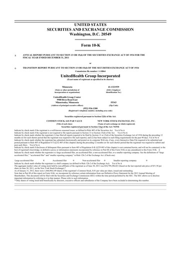 Thumbnail UnitedHealth 10-K Annual Report 2011