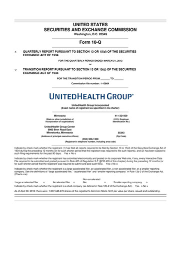Thumbnail UnitedHealth 10-Q Quarterly Report FY2012 