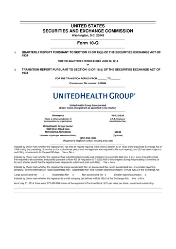 Thumbnail UnitedHealth 10-Q Quarterly Report FY2014 