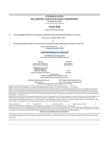 Thumbnail UnitedHealth 10-K Annual Report 2015