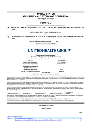 Thumbnail UnitedHealth 10-Q Quarterly Report FY2017 