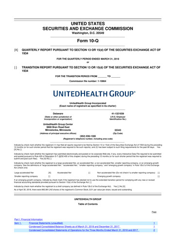 Thumbnail UnitedHealth 10-Q Quarterly Report FY2018 