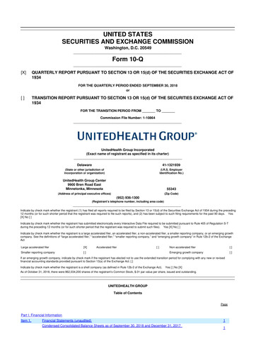 Thumbnail UnitedHealth 10-Q Quarterly Report FY2018 