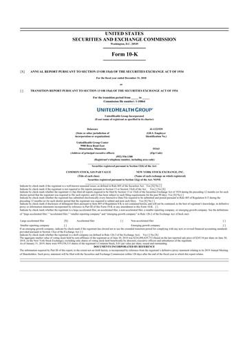 Thumbnail UnitedHealth 10-K Annual Report 2018