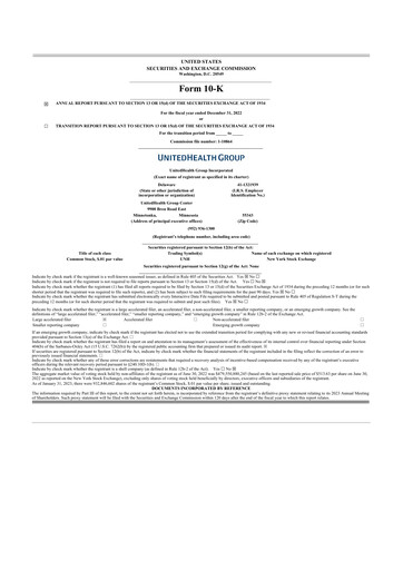 Thumbnail UnitedHealth 10-K Annual Report 2022