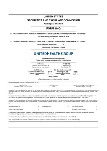 Thumbnail UnitedHealth 10-Q Quarterly Report FY2026 