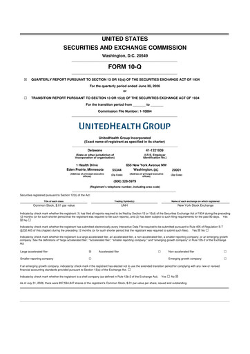Thumbnail UnitedHealth 10-Q Quarterly Report FY2026 