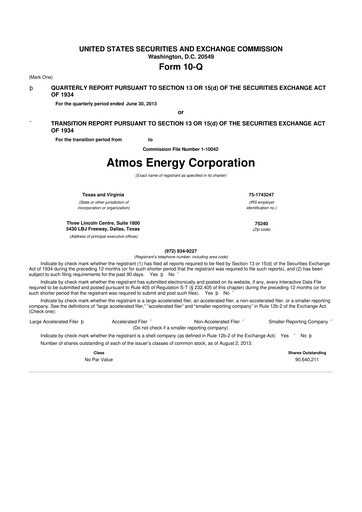 Thumbnail Atmos Energy 10-Q Quarterly Report FY2013 
