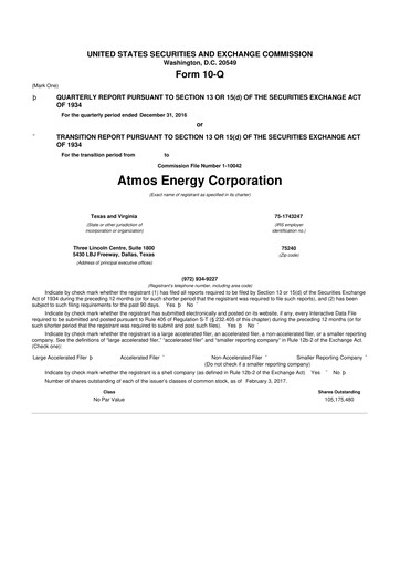 Thumbnail Atmos Energy 10-Q Quarterly Report FY2017 