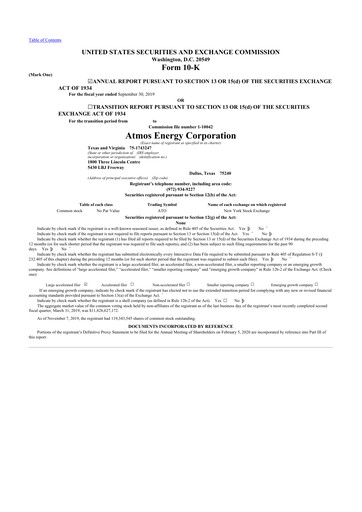 Thumbnail Atmos Energy 10-K Annual Report 2019