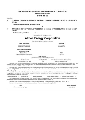 Thumbnail Atmos Energy 10-Q Quarterly Report FY2020 