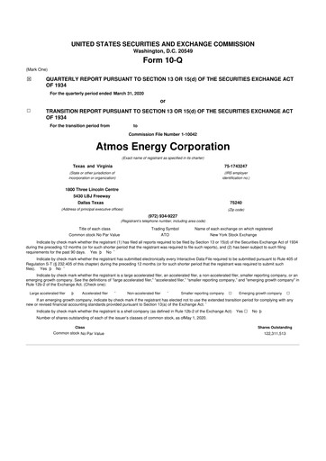 Thumbnail Atmos Energy 10-Q Quarterly Report FY2020 