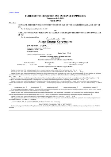 Thumbnail Atmos Energy 10-K Annual Report 2020