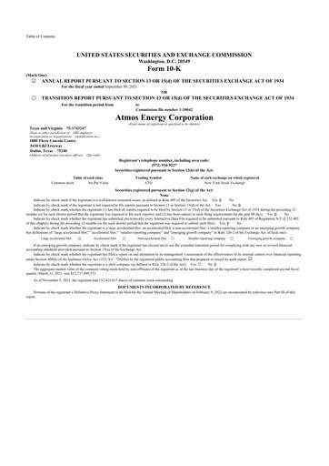 Thumbnail Atmos Energy 10-K Annual Report 2021