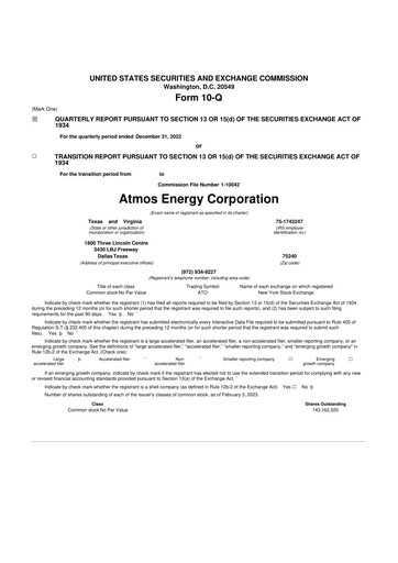 Thumbnail Atmos Energy 10-Q Quarterly Report FY2023 