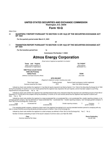 Thumbnail Atmos Energy 10-Q Quarterly Report FY2023 