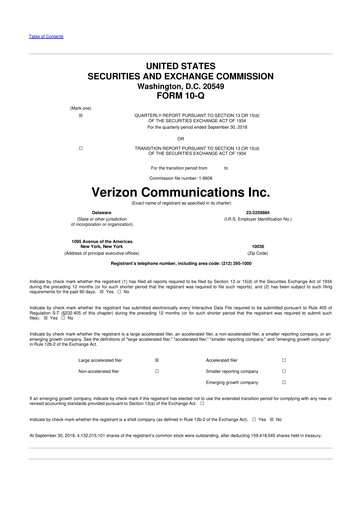 Vorschaubild Verizon 10-Q Quartalsbericht 2018 
