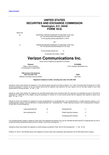 Vorschaubild Verizon 10-Q Quartalsbericht 2019 