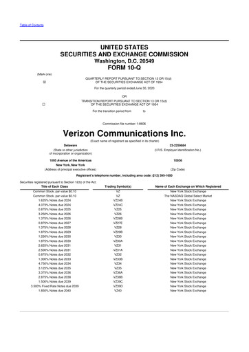 Vorschaubild Verizon 10-Q Quartalsbericht 2020 