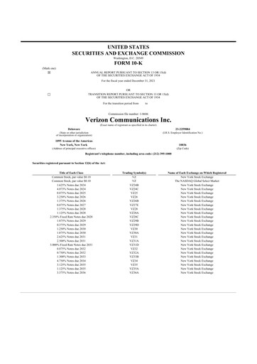 Thumbnail Verizon 10-K Annual Report 2021