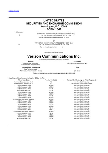 Vorschaubild Verizon 10-Q Quartalsbericht 2022 