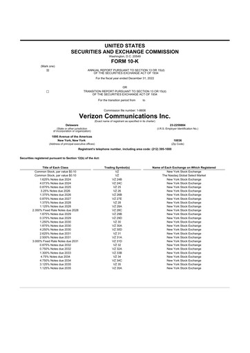 Thumbnail Verizon 10-K Annual Report 2022