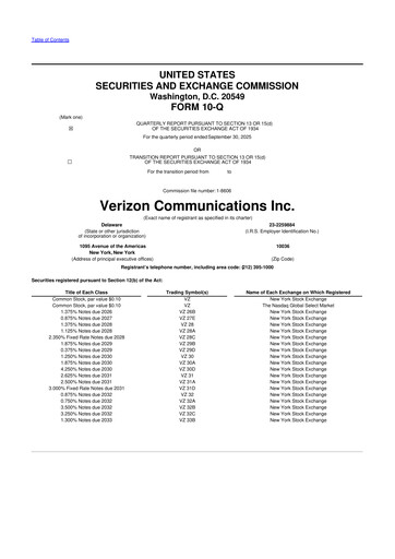 Vorschaubild Verizon 10-Q Quartalsbericht 2025 