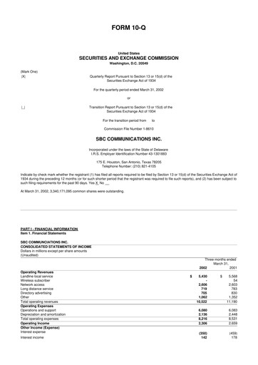 Thumbnail AT&T 10-Q Quarterly Report FY 