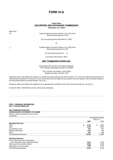 Thumbnail AT&T 10-Q Quarterly Report FY 