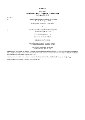 Thumbnail AT&T 10-Q Quarterly Report FY 