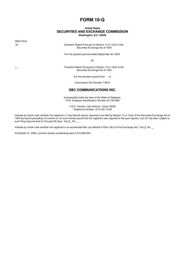 Thumbnail AT&T 10-Q Quarterly Report FY 