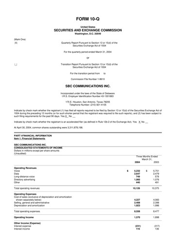 Thumbnail AT&T 10-Q Quarterly Report FY 